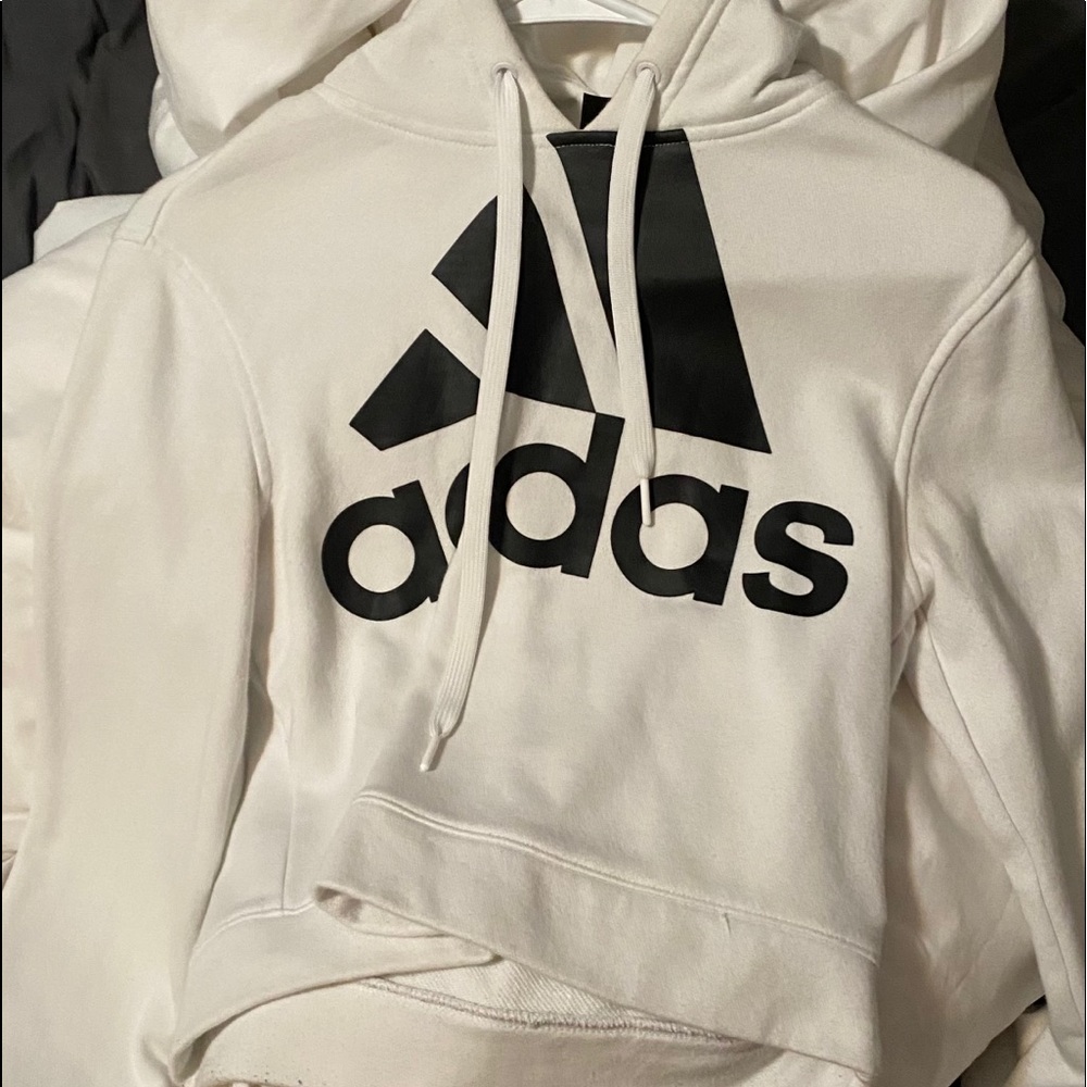 White Adidas cropped hoodie